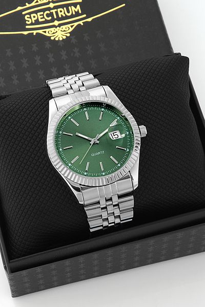 Newera Watch Silver Color Steel Cord Men's Wristwatch with Calendar Father's Day Gift Special Boxed