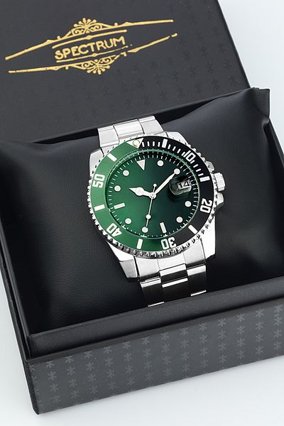SPECTRUM PREMİUM Spectrum Premium Steel Cord Movable Bezel Calendar Men's Wristwatch in Special Box
