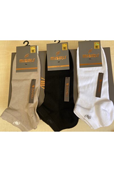 Mısırlı MISIRLI Dikişsiz Bambu Kumaş Erkek Patik Çorap (1 gri 1 bej 4 siyah4 beyaz 2 laci] 12 ADET