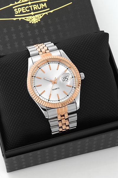Newera Watch Silver Color Steel Cord Men's Wristwatch with Calendar Father's Day Gift Special Boxed