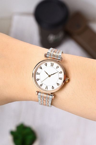 Newera Watch Metal Stone Strap Silver-copper Women's Wristwatch Nwks041115