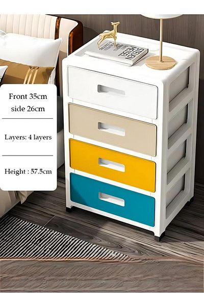 Generic 4 Layers Drawer Storage Cabinet Drawer Plastic Containers Box with Wheels