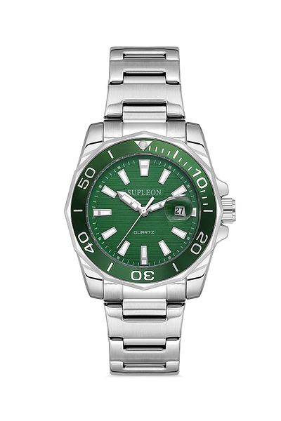Supleon Special Series Steel Cord Silver Color 24 Months Warranty Waterproof Men's Wrist Watch with Calendar