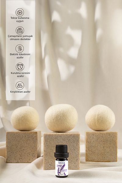 Fecra Bounce 6 Pack XL Wool Dryer Balls + Lavender Oil – 100% Organic Natural Laundry Softener