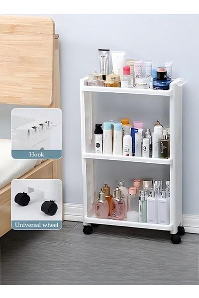Generic Slim Rolling Storage Cart, 3 Tier Bathroom Storage Organizer Laundry Room Utility Cart