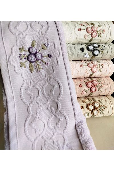 Fiesta Ellite Handcrafted 3D Embroidered 6Pcs 30X50 cm Kitchen Towels 100% Cotton