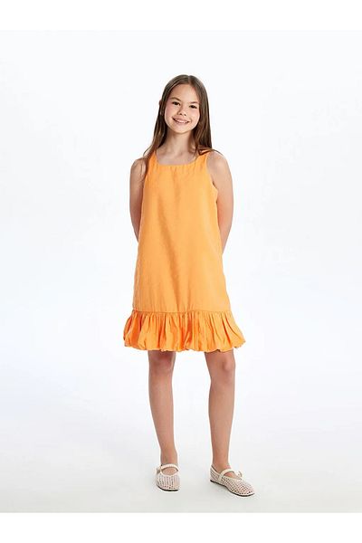 LC Waikiki Lcw Kids Orange Crew Neck Girl Dress