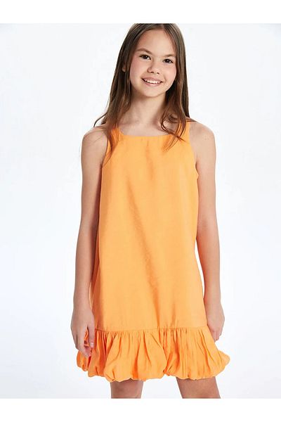 LC Waikiki Lcw Kids Orange Crew Neck Girl Dress