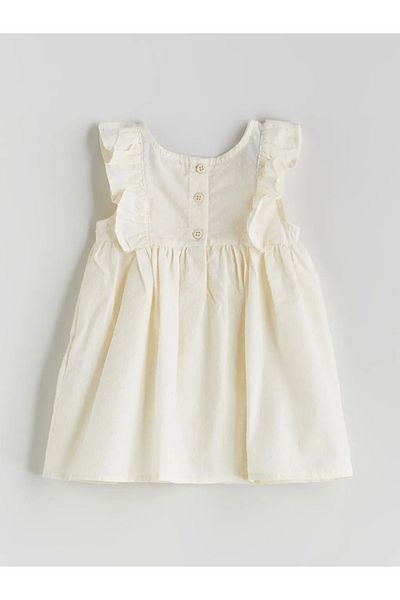 LC Waikiki Lcw Baby Ecru Crew Neck Floral Baby Girl Dress