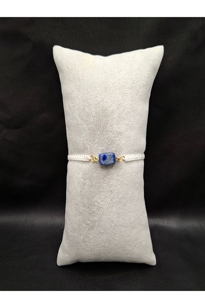 Han Ticarethane Lapis Lazuli Natural Stone Macrame Braided Bracelet
