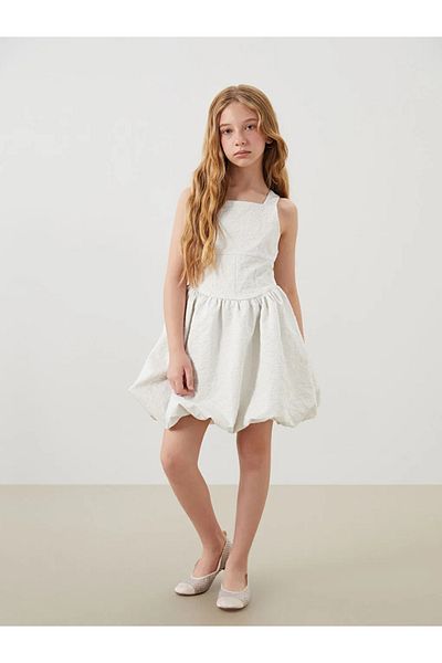 LC Waikiki Lcw Kids White Square Collar Girl Dress