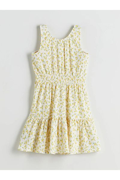 LC Waikiki Lcw Kids Ecru Crew Neck Floral Girl's Dress
