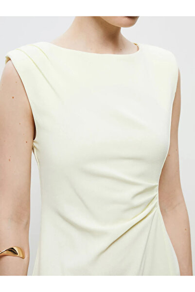 LC Waikiki Soulife Sari Bisiklet Yaka Büzgülü Elbise