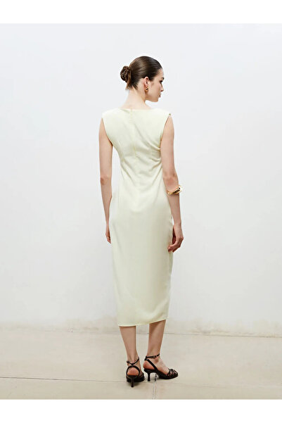 LC Waikiki Soulife Sari Bisiklet Yaka Büzgülü Elbise