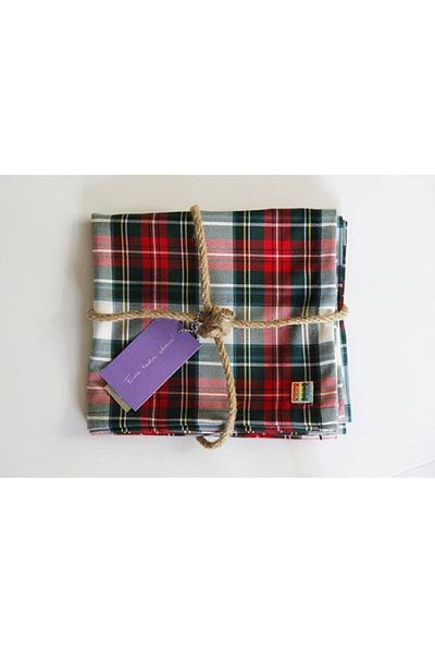 Mena Rise Şirinshop White Green Plaid Runner & Service Cover 1108107