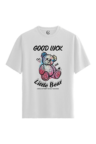 Color Luxe Lucky Bear - Women's White T-Shirt 100% Cotton - Premium Quality