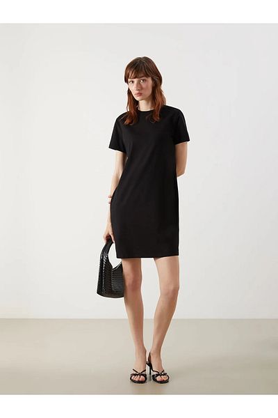 LC Waikiki Lcw vision black crew neck a-line mini dress