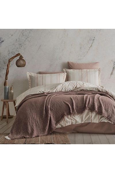 Mena Rise Land of Opportunityshop |   Tissou |   Double 100% Cotton Muslin Pique Bedspread Brown 1017157