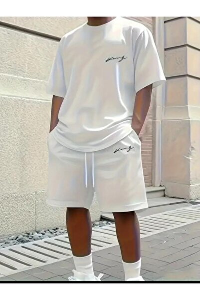 Moda Wear Unisex Baskılı Şort T-shirt 2 Li settt