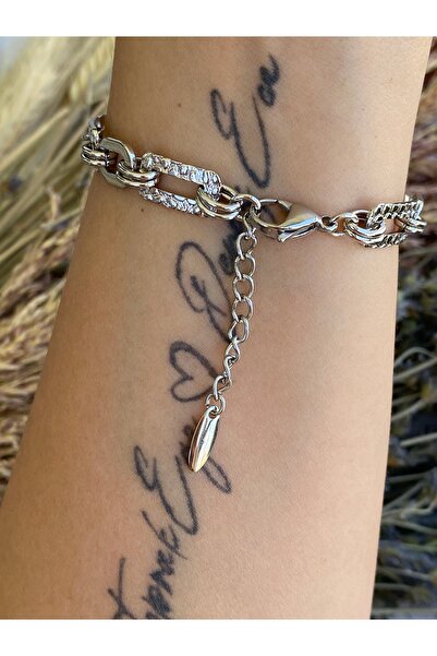 Lucios Silver Color Daily Bracelet with Golden Craftsmanship (17+4 cm)