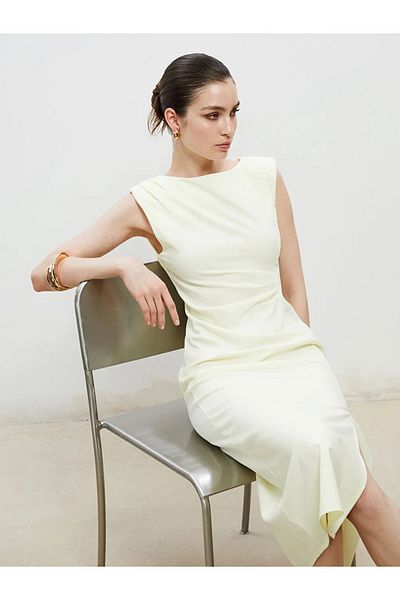 LC Waikiki Soulife Sari Crew Neck Gathered Dress