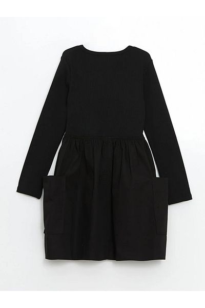 LC Waikiki Lcw Kids Black Crew Neck Girls' Dress