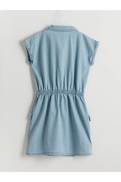 LC Waikiki Lcw Kids Indigo Shirt Collar Girl Jean Dress