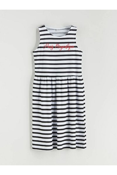LC Waikiki Lcw Kids White Bicycle Collar Striped Girl Dress