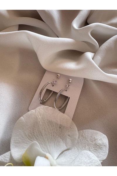 RİSE Silver 3-Piece Earring Set