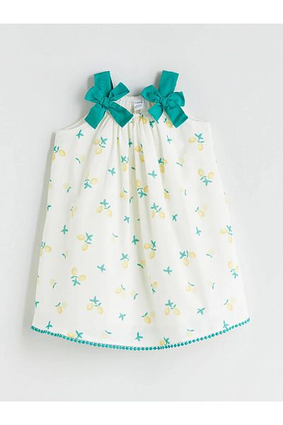 LC Waikiki Lcw Baby Ecru Crew Neck Floral Baby Girl Dress