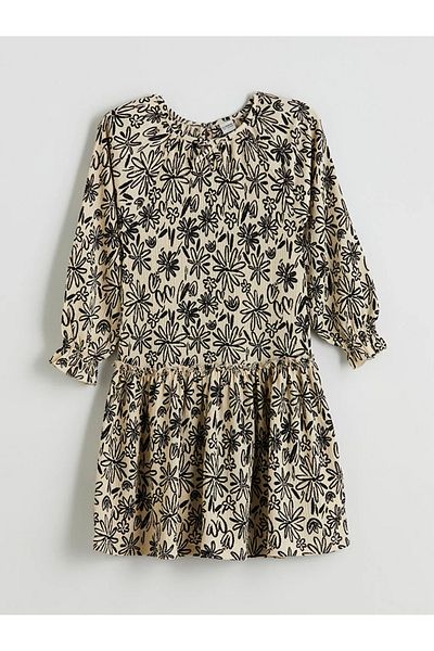LC Waikiki Lcw Kids Ecru Crew Neck Floral Girl's Dress