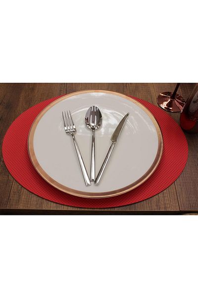 Mena Rise Şirinshop Oval Laser Cut Faux Leather American Service 2 Pcs 35X45 cm 1108107