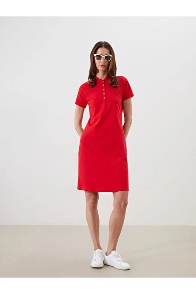 LC Waikiki LCWAIKIKI Classic Kirmizi Polo Yaka A Kesim Pike Elbise