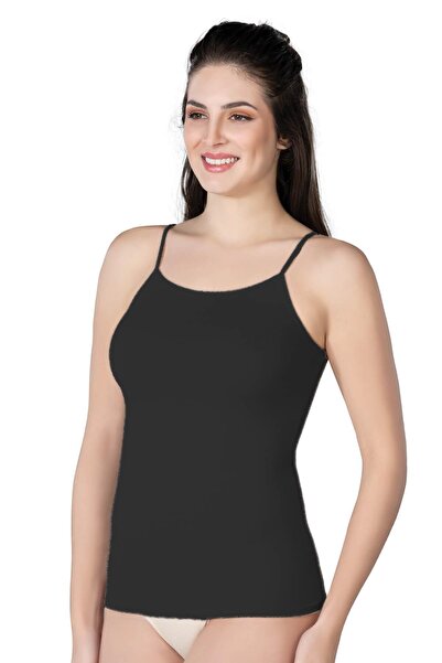 byasafkids Black Mi Emay 1410 Modal Cotton Thin Strap Tank Top