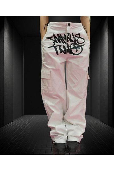 KOTOLOG Y2k Unisex Grunge Baggy εμπριμέ ελαστικό ρυθμιζόμενο παντελόνι με τσέπη με τσέπη Jean