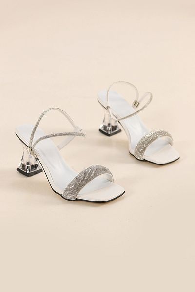 Firibu Transparent Heeled Shoes with Stones