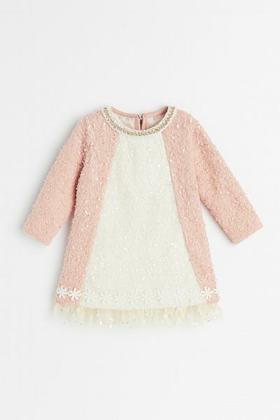 For My Baby Floral Embroidered Crew Neck Dress