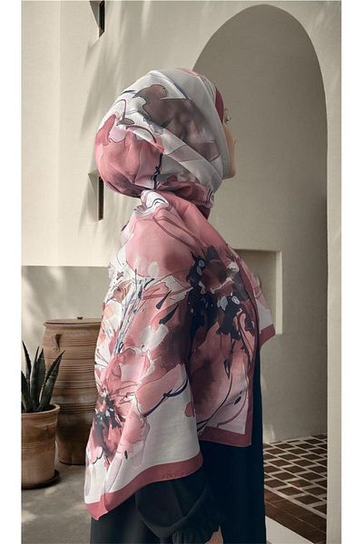 ESSLERA Rose Pattern Pink Cotton Soft Shawl