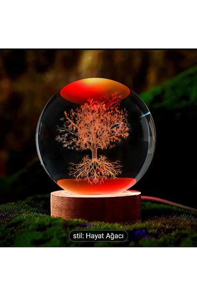Wolawood Premium Crystal Glass Snow Globe 3D Illuminated Rgb Lamp Wooden Base Led Decorative USB Gift Set