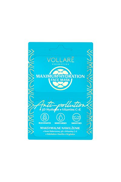 Vollare Masca Hidratanta Anti-poluare Cosmetics Detox, 2x5 ml