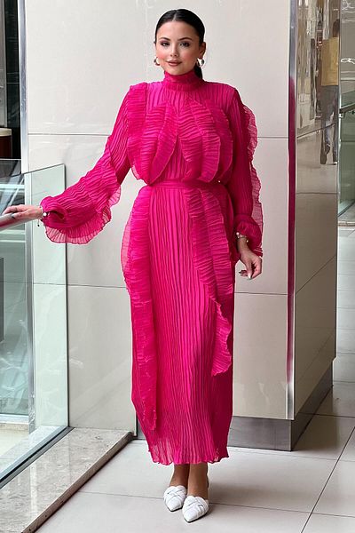 Mahal High Neck Ruffle Dress