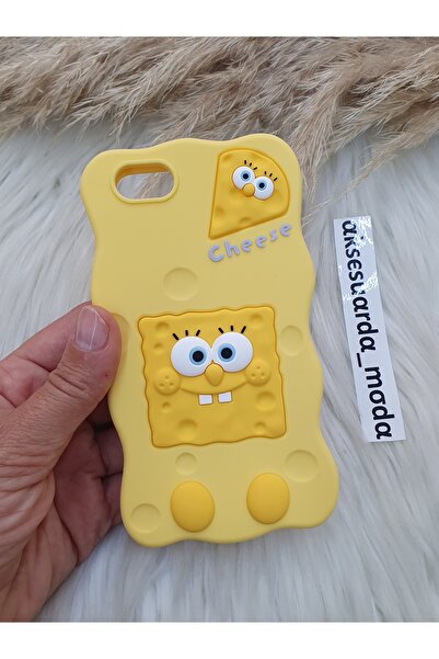 ZB Aksesuarda Moda iPhone 6 - 6S Uyumlu Sünger Bob Figürlü Yumuşak Hamur Silikon Lüks Kılıf Kapak