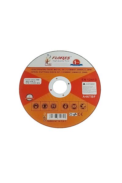 flores Disc de taiere, Flores, pentru metal, 125 mm diametru, 1.6 mm grosime, polizor unghiular