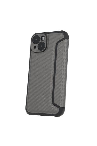 OEM Smart Carbon Case, for Samsung Galaxy A15 4G / A15 5G, reinforced edges, card pocket, gray