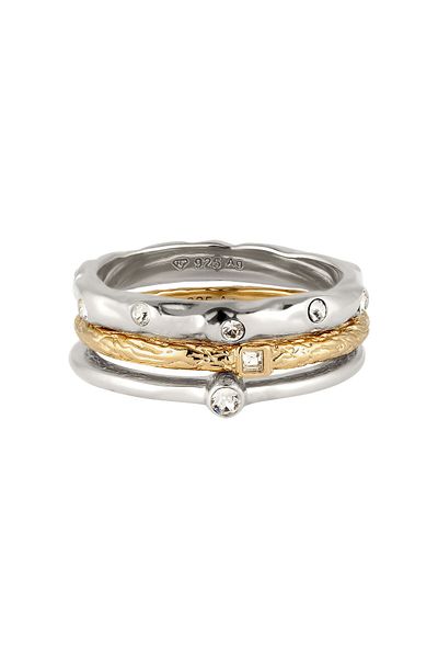 ELLI Ring Ring Set Damen Glaskristalle Xiriusschliff Weiß 925 Sterling Silber