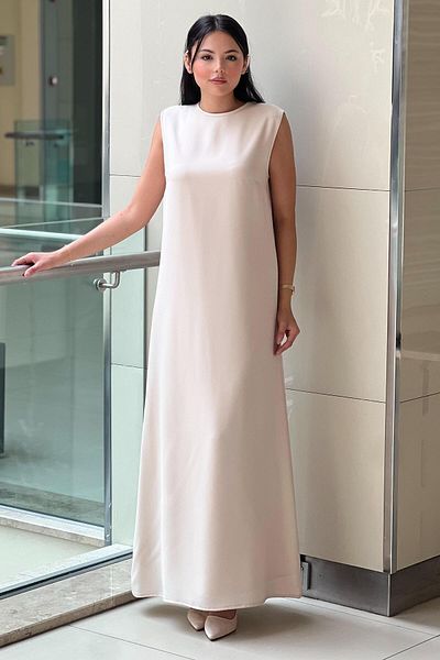 White Corner Imported Crepe Sleeveless Underwear Dress