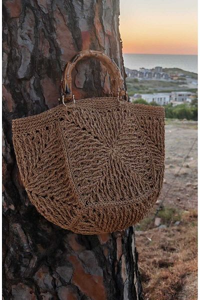 morpembej kadın erkek çocuk Handmade Woven Crochet Handmade Straw Bag