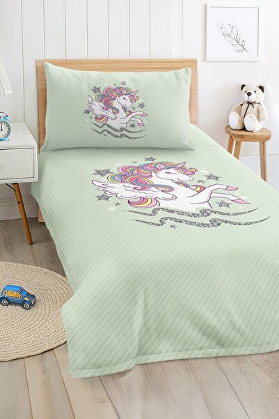 Realhomes Unicorn and Star Patterned Pastel Colored Girl's Single Pique Set