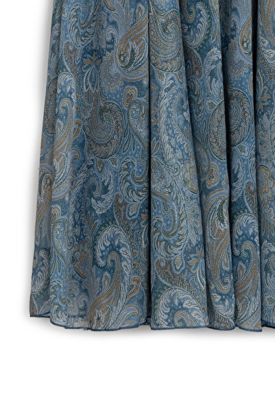 praye Fusta din șifon cu modele etnice Albastru