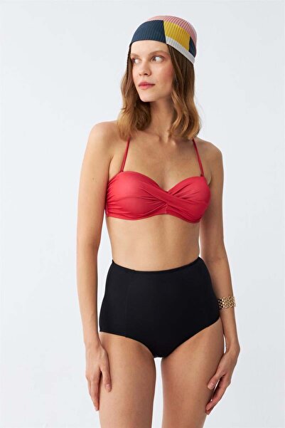 modaserdem Mdsrdm Women's Strapless Red High Waist Bikini Set